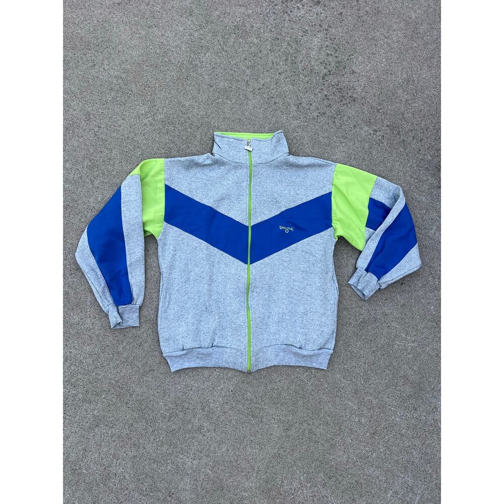Vtg Spalding Track Jacket M Gray Colorblock Gorpcore Sporty Retro 90s Minimalist